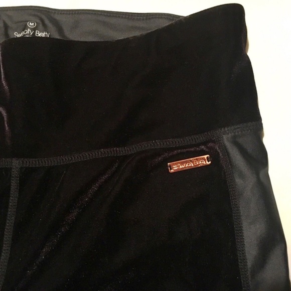 Sweaty Betty Legging Black Velvet Fashion Velour High Rise Pant Tuxedo Pull On M - Picture 9 of 16